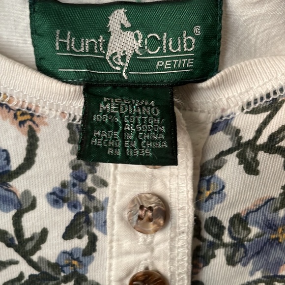 Vintage Hunters Club 100% cotton floral printed long sleeve button tee - Picture 6 of 7